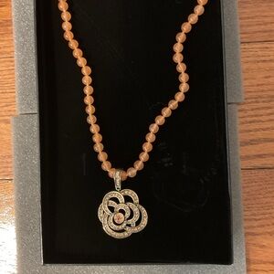 Heidi Daus Floral Romance Golden Shadow Enhancer Pendant with Beaded necklace